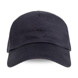 Paul & Shark Paul & Shark, Caps, male, Black, Size: XL Cotton Baseball Cap With Logo Embroidery