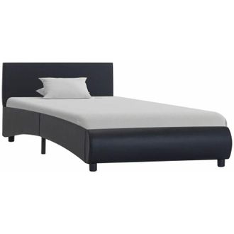 vidaXL Estructura Cama Led Sin Colch&oacute;n Cuero Sint&eacute;tico Negro 90x200 Cm Vidaxl