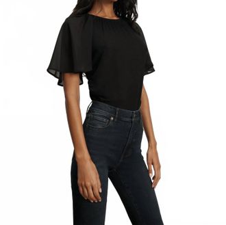 Veronica Beard Arisa Mixed Media Top In Black