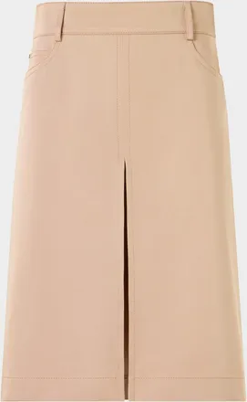 Akris Box Pleat Cotton Gabardine A-Line Skirt