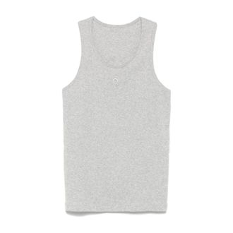 Marine Serre Crescent Moon Tanktop met borduursel - Heren - Tops - Grijs - Maat: L Katoen