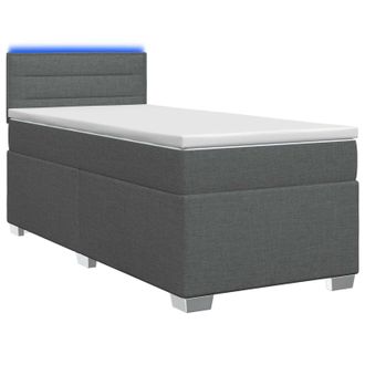 vidaXL Cama Con Base Tapizada, Colch&oacute;n Y Luz Led Gris Oscuro Tela Vidaxl