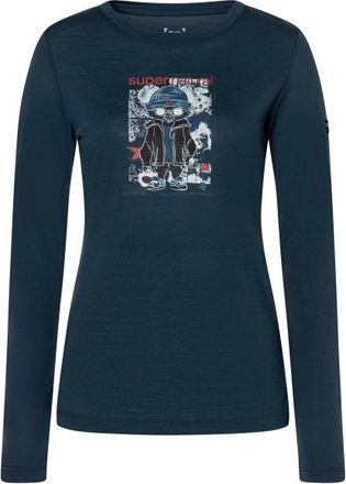 super.natural Crazy Mouse L/S Merinoshirt f&uuml;r Damen | blau/ various