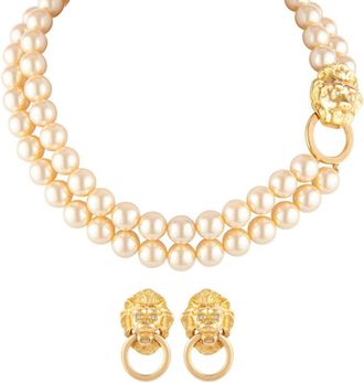 Kenneth Jay Lane 1990s Kenneth Jay Lane set - women - Faux Pearl/Gold Plated/Swarovski Crystal - One Size