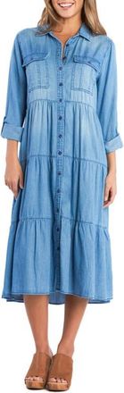 BILLY T Dream Catching Long Sleeve Midi Shirtdress in Lt. Vintage Denim at Nordstrom, Size X-Large
