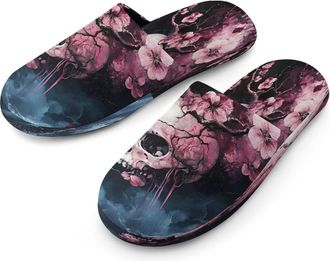 Generic Grim Blossoming Mens Cotton Slippers Memory Foam Comfort House Shoes Winter Indoor Slipper for Hotel Casa Spa