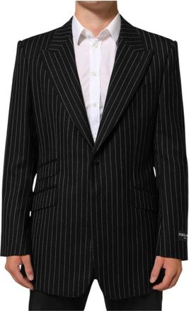 Dolce & Gabbana Strepen 2 Knoops Colbert Blazer - Heren - Blazers - Zwart - 2XL - Wol - Jassen
