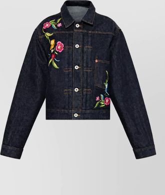 Kenzo floral-embroidered denim jacket