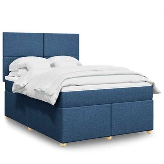 vidaXL Vidaxl - Cama Box Spring Con Colch&oacute;n Tela Azul 140x190 Cm