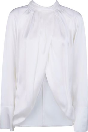 Balmain Drapped Silk Blouse Shirt