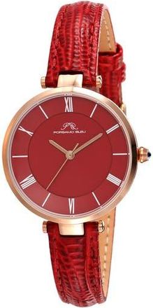 Porsamo Bleu Bellevue Leather Strap Watch, 32mm in Bordeau Rose Tone at Nordstrom Rack