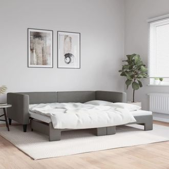 vidaXL Sof&aacute; Cama Nido Tela Gris Oscuro 100x200 Cm Vidaxl
