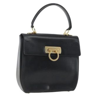 Ferragamo Pre-owned Handbags, female, Black, Size: ONE SIZE Pre-owned Leather Handbag