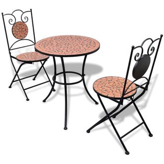 Berkfield Home 3 Piece Bistro Set Ceramic Tile Terracotta in Brown