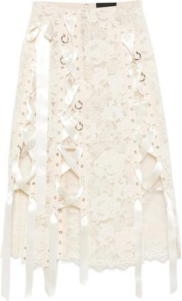 Simone Rocha Lace-up Floral-lace Midi Skirt