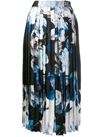 Off-white printed pleated skirt - women - Silk/Polyvinyl Acetate (PVA) - 38 - Black