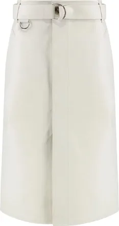 Tod's Midirok met riem - Dames - Midirokken - Wit - XS - Katoen - Rokken
