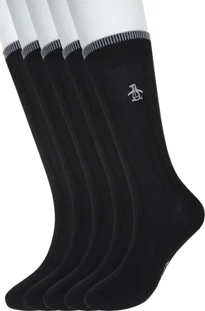 Original Penguin Assorted 5-Pack Rib Dress Socks in Black at Nordstrom Rack