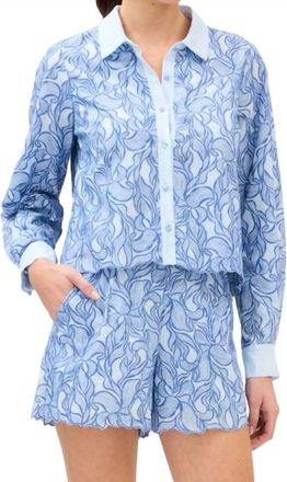 Allison Phoebe Cropped Boxy Top In Blue Steel