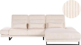 Beliani Beliani - Left Hand Corner Sofa Corduroy Upholstery Steel Legs Adjustable Armrests and Backrest Living Room Furniture Beige Ikast
