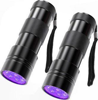 OEM Paquete De 2 Linternas Uv, Linterna De Luz Negra De 12 Led Y 395 Nm, Mini Detector Para Perros, Manchas De Orina, Chinches Y Escorpiones. (pilas No In