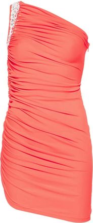 DAVID KOMA Abito corto drappeggiato con cristalli - Arancione