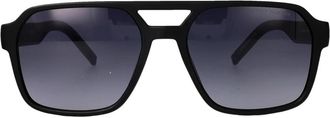 Tommy Hilfiger Rechthoekige Zonnebril met Dubbele Brug - Heren - Zonnebrillen - Zwart - 57 MM - Accessoires