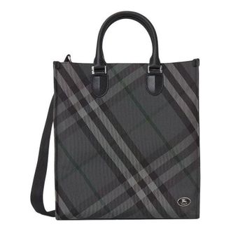 Burberry 25 Check Tote Shoulder Bag Black 8111253