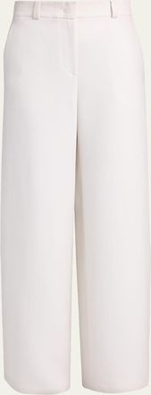 Giorgio Armani Side Pleat Straight-Leg Silk Trousers