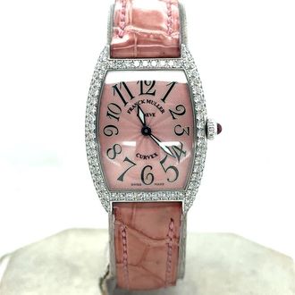 Franck Muller Pre-owned Franck Muller Cintree Curvex Diamond Pink Dial Ladies Watch 1752 QZ