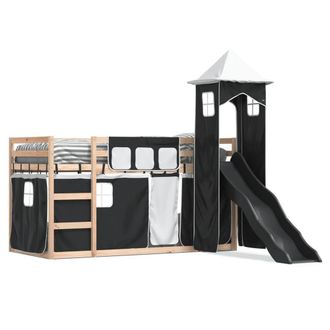 Berkfield Home Bunk Bed without Mattress with Slide White & Black 80x200 cm