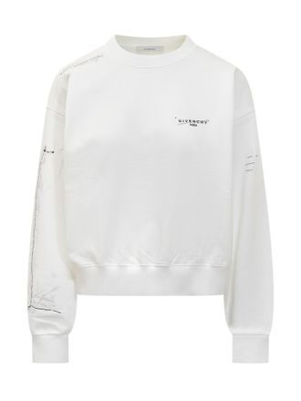 Givenchy White Logo Crew Neck Sweater