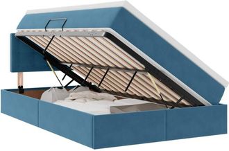 vidaXL Bed with Mattress with Headboard Blue 120 x 190 cm Velvet vidaXL