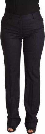 Dolce & Gabbana Womens Pinstripe Slim Fit Pants - Black Wool - Size EU 38 (Womens)
