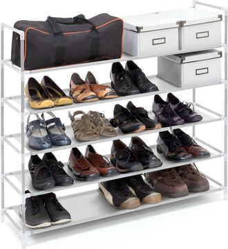 Relaxdays Relaxdays - Zapatero Abierto, 5 Estantes, Estanter&iacute;a Para 20 Pares De Zapatos, Metal Y Tela, 90,5 X 87 X 29,5 Cm, Blanco