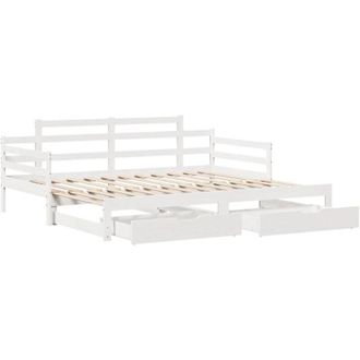 vidaXL Sof&aacute; Cama Nido Con Cajones Sin Colch&oacute;n Blanco 90x200 Cm Vidaxl