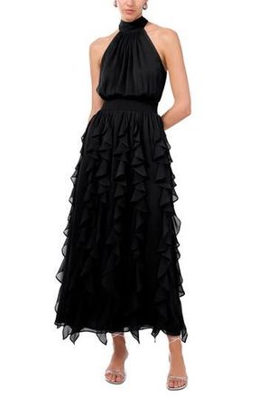 1.State Cascade Ruffle Chiffon Maxi Dress in Rich Black at Nordstrom Rack, Size Xx-Small