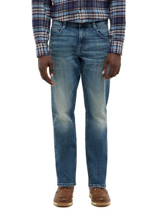 Mustang Straight-Jeans MUSTANG Herren Style Denver Straight, Herren, Gr. 30, L&auml;nge 30, 673 mittelblau, Denim/Jeans, 99% Baumwolle, 1% Elasthan, unifarben, str