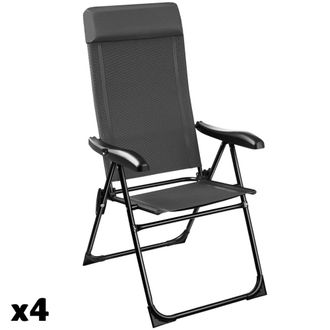 TecTake 4 sillas de camping plegables con coj&iacute;n 120 kg. 57 x 65 x 112 cm gris