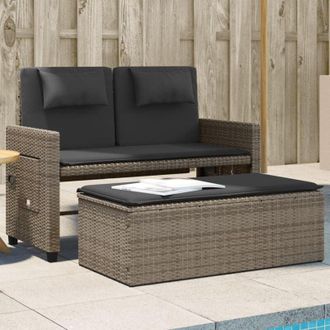 vidaXL Panca Reclinabile da Giardino con Cuscini Grigia in Polyrattan - Vidaxl