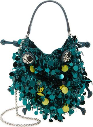 Anya Hindmarch Beetle Sequin Crossbody in Dark Teal at Nordstrom