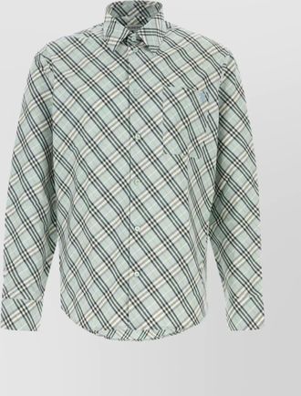 Burberry poplin shirt with embroidered collar and pocket
