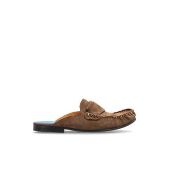 Marni Leren Slippers - Dames - Slip ons - Bruin - 38 1/2 EU - Leer - Schoenen