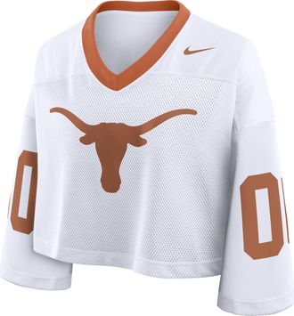 Nike Texas Logo Nike Womens Dri-FIT College Cropped Jersey in White | 03O308DXTXE-2B9