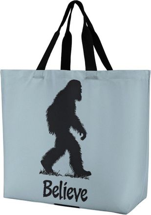 Generic Believe Bigfoot Tote Bag Reusable Grocery Shopping Bags Large Travel One Shoulder Handbag for Picnic Work