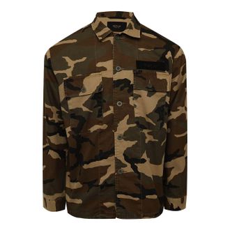 Replay Mens Camouflage Overshirt in Green Cotton - Size X-Large