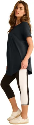 Roaman's Plus Size Soft Sculpt Colorblock Pull On Capri Leggings in Black Vivid Pink Combo at Nordstrom, Size Medium