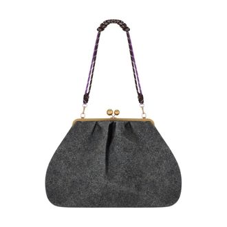 Max Mara Tassen, Dames, Grijs, ONE Size, Su&egrave;de, Pasticcino Utile Clutch Tas