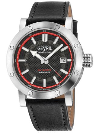 Gevril Group 43702 Mens Flat Iron Swiss Made Automatic, ETA2824 Watch - Black - One Size