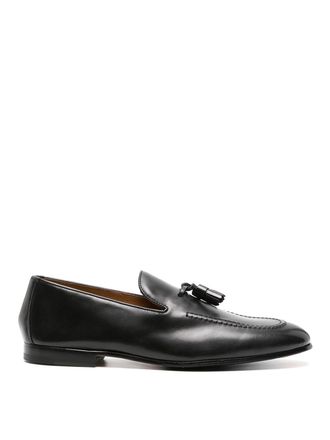 Doucal's Black Leather Tassel Loafer